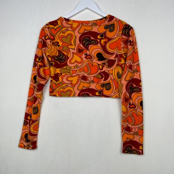 NWT NGOrder Urban Outfitters Women's Sz 8 Hearts Cropped Cardigan Top Velour - Picture 9 of 9